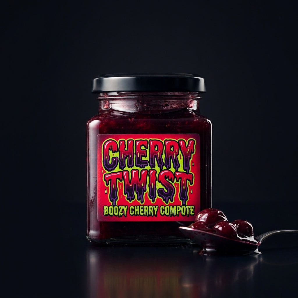 Cherry Twist Boozy Cherry Compote jar